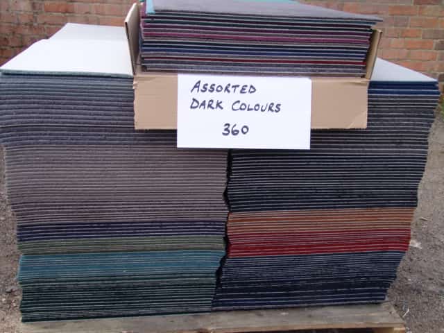 Mixed Pallet Cut Pile Carpet Tiles - Assorted Colours - 50cm x 50cm
